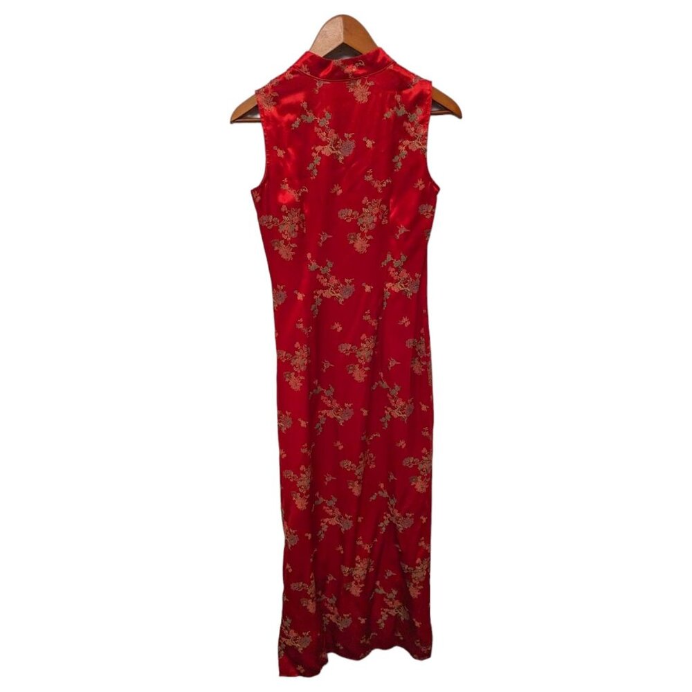 Vintage Y2K Finesse Red Chinese Oriental Asian Satin Sheath Dress QiPao Small - Picture 8 of 8